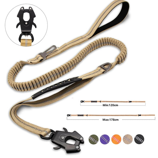 Heavy-Duty Double-Handle Tactical Bungee K9 Dog Leash