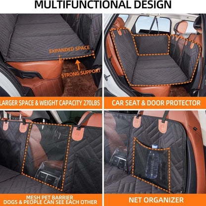 NEW Waterproof Hard Bottom Car & Truck Seat Foldable Hammock Cover With Storage Pockets, Side Flaps, Headrest Straps, Seat Anchors, & Mesh Window