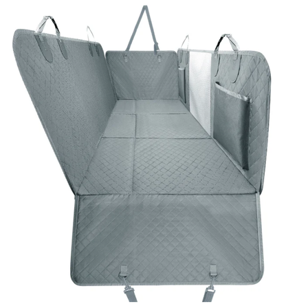 Waterproof Non-Slip Car Seat Hammock Cover With Pockets, Side Flaps, Headrest Straps, Seat-Anchors, & Mesh Window