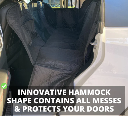 Waterproof Non-Slip Car Seat Hammock Cover With Pockets, Side Flaps, Headrest Straps, Seat-Anchors, & Mesh Window