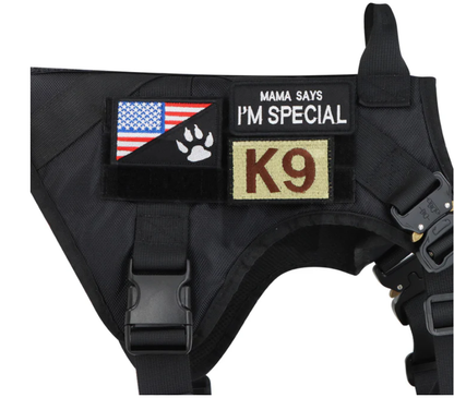 Tactical No-Pull Dog Harness with Quick-Release Metal Buckles, Reinforced Front & Back D-Rings, Hook & Loop Panels, Adjustable Straps, Reflective Strips, & Top Handle